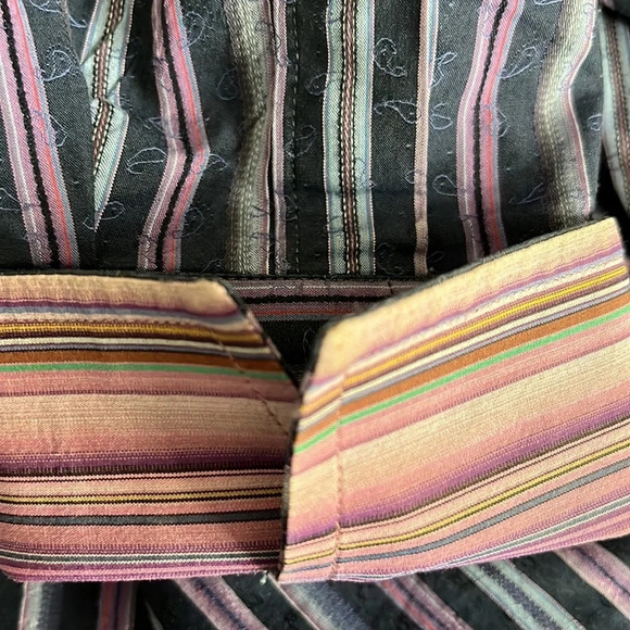 Robert Graham Cotton & Silk Striped Button Front Long Sleeve Shirt - Size 2XL - Picture 11 of 11